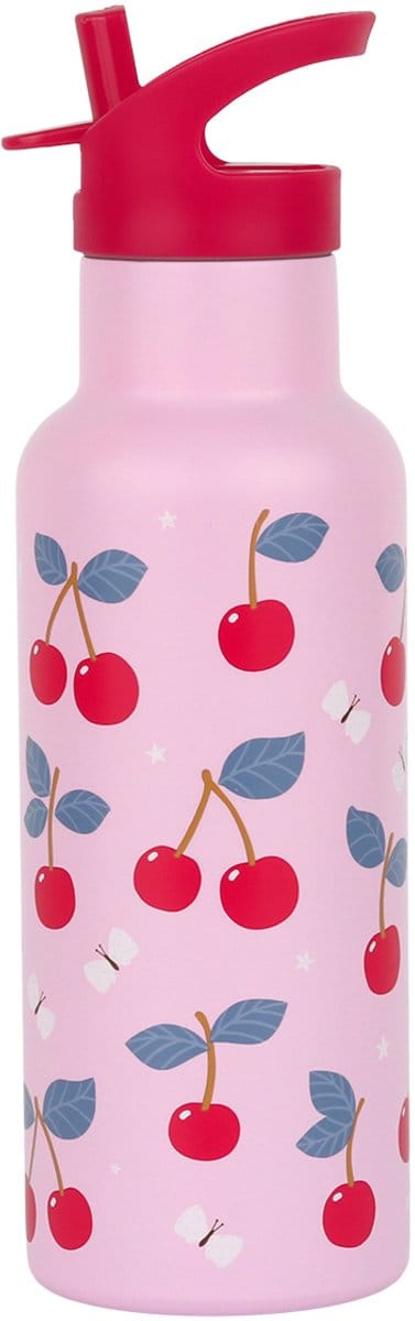 A Little Lovely Company - XL Dubbelwandige RVS drinkfles thermos - Kersen