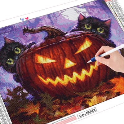 Diamant Borduurwerk Kruissteek Halloween 5d Diamant Schilderen Pompoen Volle Boor 20X30CM gray