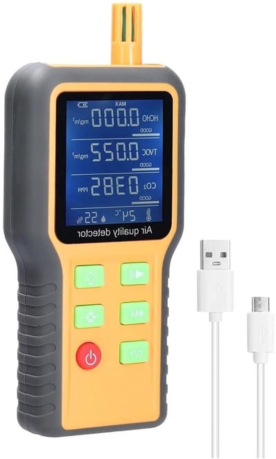 Luchtkwaliteitsmonitor Binnen - CO2-meter Detector - Gezonde Lucht Bewaken - LCD Achtergrondverlichting - 320 Gram - Wit