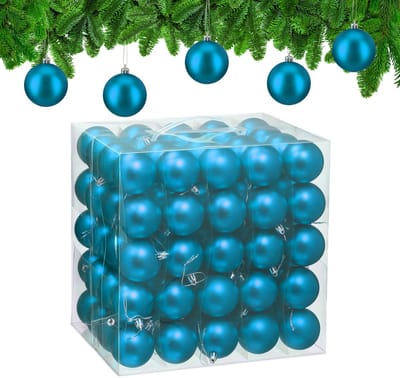 kerstballen set van 100 - Ø 6 cm - mat - kunststof - petrol
