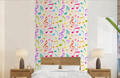 Behang - Fotobehang Muziek - Patronen - Regenboog - Breedte 150 cm x hoogte 240 cm
