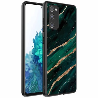 Geschikt voor Samsung Galaxy S20 FE Telefoonhoesje met marmer opdruk - TPU backcover case marble design - Groen Goud - Smartphonica geschikt voor Samsung Galaxy S20 FE