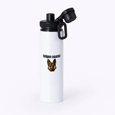 Hacebo® - hondenkop met eigen naam waterfles met draaidop zwart - Honden - honden liefhebbers - iemand die houdt van honden - verjaardag - cadeau - kado - water fles - 850ML