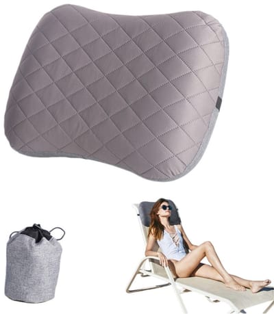Opblaasbaar kampeer-/reiskussen – Met afneembare hoes – Ergonomisch ontwerp – Comfortabel nekkussen – Geschikt voor reizen en buitenactiviteiten – Opblaasbaar reiskussen – Kampeerkussen – 46 x 32 x 12 cm