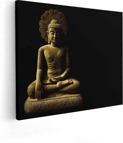 Artaza Canvas Schilderij Boeddha - 100x80 cm - Groot - Wanddecoratie Spiritueel - Muurdecoratie Woonkamer - Schilderijen Op Canvas