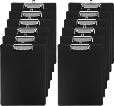 Set van 12 A4 Plastic Clipboards met Metalen Klem en Ophangoog, Ideaal voor School, Thuis en Kantoor, Formaat 315 x 225 x 2 mm