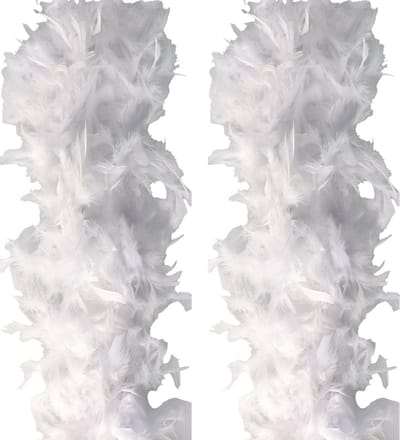 Veren Boa - 2 stuks - Carnaval verkleedaccessoire - ivoor wit - 180 cm