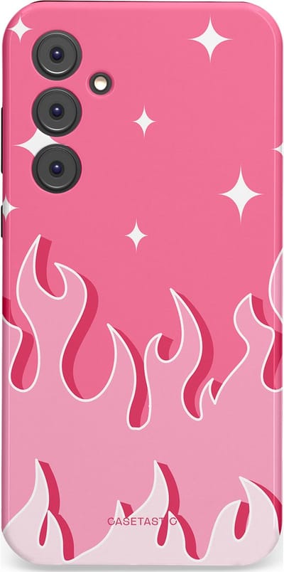 Casetastic Hoesje Geschikt voor Samsung A35 - Stijlvolle Beschermende Duo-layer Case - Roze Vlammen