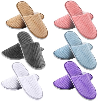 Dailygoods- Gastenpantoffels 6 Paar - Badstof Slippers - Antislip