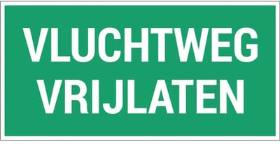 Vluchtweg vrijlaten bord | gecoat dibond materiaal | 20 x 10 cm