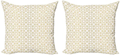 ABAKUHAUS Kussenhoes Set – 2x40x40 cm – Dubbelzijdig bedrukt – Amber/Wit