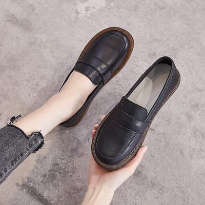 Nieuwe Echtlederen Schoenen Dames Plat Comfortabel Zacht Casual Schoenen Instappers Moccasins Grote Maat Loafers Antislip Rijschoenen 42