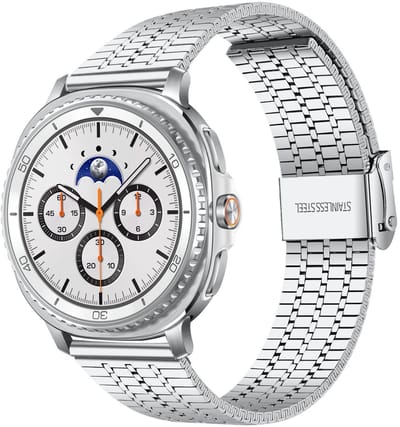 By Qubix - smartwatch bandje - Compatible Samsung bandje - Stalen bandje - Zilver - Geschikt voor Samsung Galaxy Watch 9 (40/44mm) - Watch 8 (40/44mm) - Watch 8 Classic (46mm)