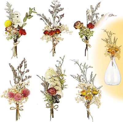 Natuurlijke Gedroogde Bloemen voor Creatieve Projecten, Mini Boeketten voor DIY Decoratie en Fotolijsten, Set van 6 Boeketten