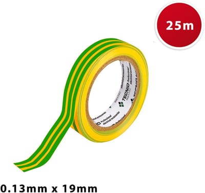 Zelfklevende isolatietape 19mm x 25m - G geel en groen - 0,13mm dikte