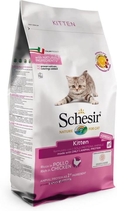 3x1,5kg Kitten met Kip Schesir droog kattenvoer
