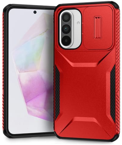 Hoesje Geschikt voor Samsung Galaxy A56 / A37 / A36 | Back Cover met Camera Slider | Schokbestendige Case | Camera Cover | Stevig | Rood