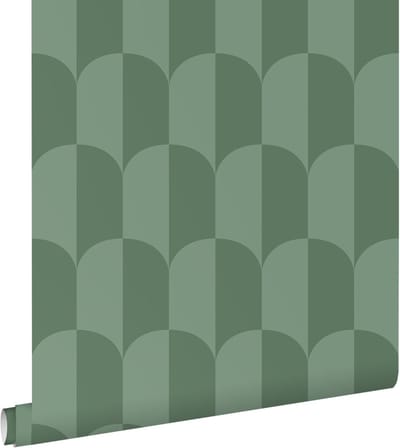 ESTAhome behang art deco bogen vergrijsd groen - 53 cm x 10.05 m - 139989