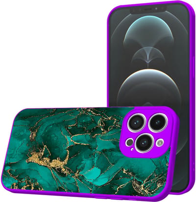Smartphonica Telefoonhoesje Geschikt voor iPhone 12 Pro Max met Groen Goud Marmer opdruk - TPU Back Cover Case Green Gold Marble Design - Paars geschikt voor iPhone 12 Pro Max