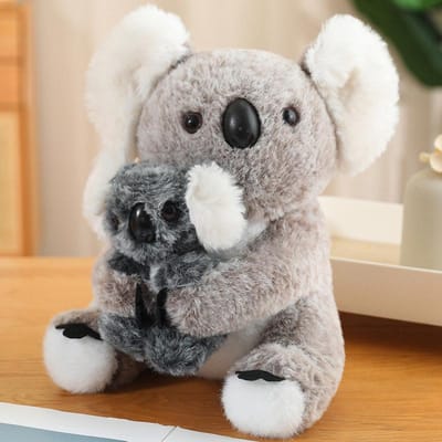 Peluche artificielle créative mère-enfant, animal, koala, pingouin, sac d'élevage, jouet en peluche, cadeau d'anniversaire pour garçons et filles about 25cm