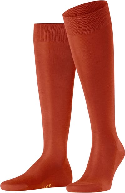 FALKE Tiago lang eenkleurig fil d'Ecosse katoen kniekousen heren orange - maat 41-42