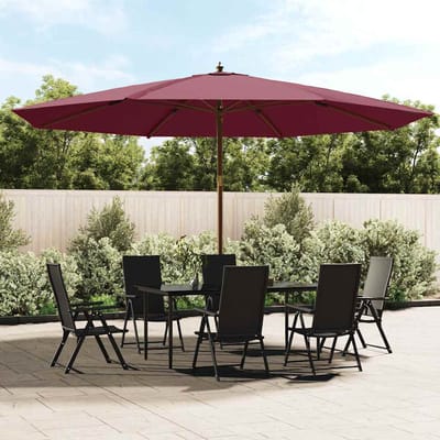 vidaXL - Parasol - met - houten - paal - 400x273 - cm - bordeauxrood