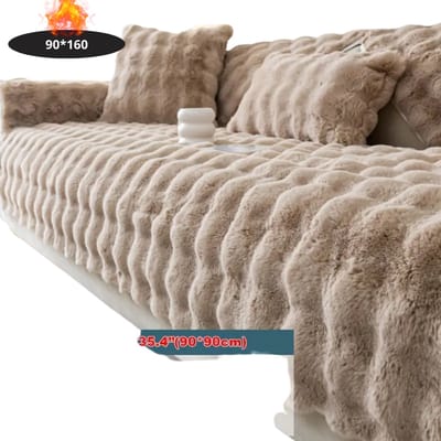 Livano Bankhoes - Bankbeschermer - Stretch - Sofa Cover - Pluche - Khaki - 2 Zits 90x160