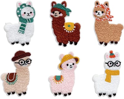 Strijkapplicaties Kinderen - Stofstickers Alpaca - Kleding Versieren - Driedimensionaal Ontwerp - 6 Stuks - Multicolor