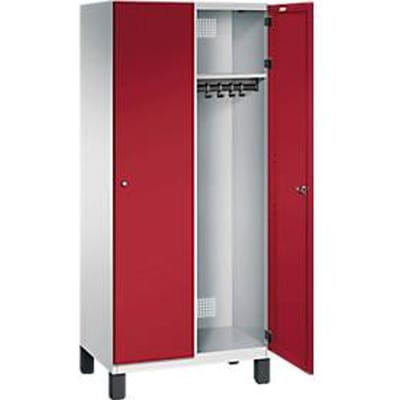 C+P locker Cambio, 2 vakken, op poten, B 800 x D 525 x H 1980 mm, lichtgrijs/ruwe rood