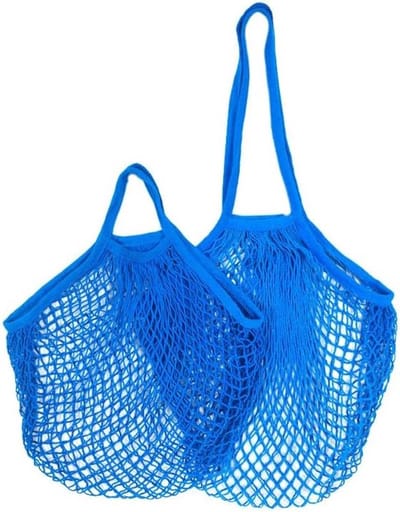 Herbruikbare Netten Tas met Handvat, Vouwbare Katoenen Mesh Tas voor Groenten, Markt en Strand, Draagcapaciteit 2-10 kg