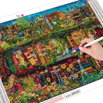 Diamantschilderij Fantasiestenen Diamantborduurwerk Volledige lay-out Landschap Mozaïek Foto Home Decor 20X30CM beige
