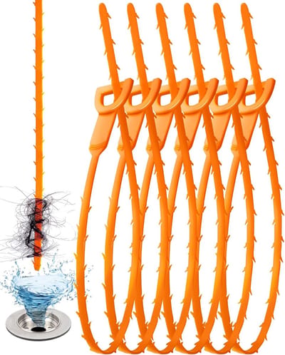 Afvoerontstopper van 51 cm - 6 stuks - Afvoerontstoppings- en haarverwijderaar - Haarverwijderaar voor afvoeren - Afvoerontstoppingsstick - Ontstopt afvoeren gemakkelijk en snel