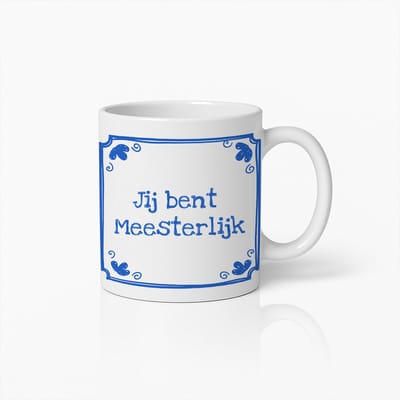 Jij Bent Meesterlijk Mok 330ml – Delfts Blauwe Stijl Koffiebeker – Perfect Cadeau voor Leraren & Mentoren