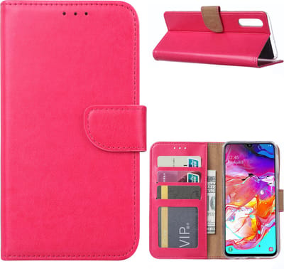 LuxeBass Hoesje geschikt voor Samsung Galaxy A70 / A70S - Bookcase Roze - portemonee hoesje - telefoonhoes - gsm hoes - telefoonhoesjes