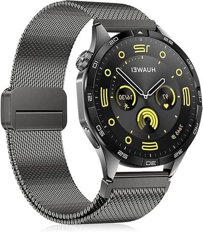 Horlogeband Metaal - Roestvrij Staal Bandje - Smartwatch Vervanging - Magnetische Sluiting - 22 mm - Zilver