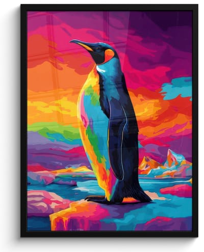 Poster in lijst - Fotolijst 60x80 cm - Posters - Ijsschots - Pinguïn - Abstract - Lucht - Posterlijst zwart - Decoratie - Wanddecoratie woonkamer - Muurdecoratie slaapkamer