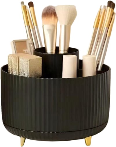 Bureau-opbergbox - 360 graden draaibare opbergbox voor op kantoor - pennenhouder - 5 sorteervakken voor pennen - ruimtebesparende bureau-opbergbox - zwart - 15*12,5cm
