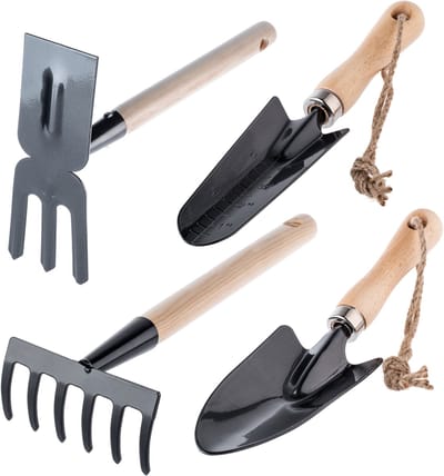 KADAX Tuingereedschapsset, robuuste mini-tuingereedschap, praktische gereedschapsset voor planten, meerdelige tuinset, tuinkit voor tuinverzorging (4-delige set Ver. C)