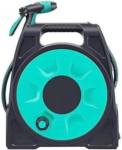 Slanghouder - Slangwagen organizer - Tuin bewateren - Ergonomische slanggeleiding - 25 m slang - Blauw groen
