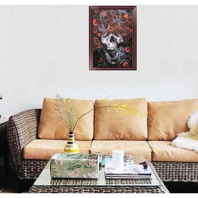 5D Diamond Painting Cross Stitch  Rose Skull  Diamond Borduren Strass Mozaïek Decor Schilderen 20X30CM beige