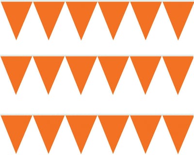 Givi Italia Oranje vlaggenlijn 5 meter - 12x stuks - 10 vlaggetjes - plastic - feestdecoratie
