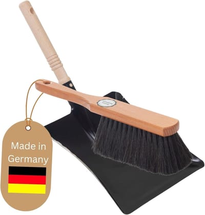 Stoffer en blik set PAARDENHAAR handborstel stoffer en blik set ZWART stoffer en blik bezem - zachte borstel paardenhaar handborstel klein - handveegset stoffer en blik set stoffer en blik - borstel en blik