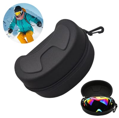 1 Stuk - Skibril Case - skibril opbergdoosje - 21x11x12 cm - skibril beschermhoes - skibril hoes - Goggle hard case - brillenkoker - Met Karabijnhaak - Skibril opbergdoos - Universele - Anti-kras & Schokbestendig - Skibril hoesje