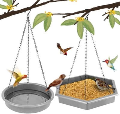 Vogelvoederstation XL 2-in-1 voor buiten met vogelbaden (donkergrijs)