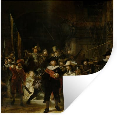 Muurstickers - Sticker Folie - De Nachtwacht - Kunst - Oude meesters - Rembrandt - 100x100 cm - Plakfolie - Muurstickers Kinderkamer - Zelfklevend Behang XXL - Zelfklevend behangpapier - Stickerfolie