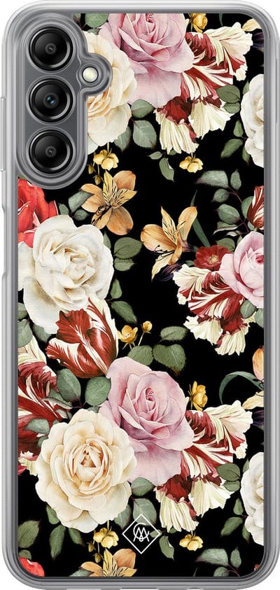 Casimoda® hoesje - Geschikt voor Samsung Galaxy A14 5G - Bloemen flowerpower - 2-in-1 case - Schokbestendig - Bloemen - Verhoogde randen - Multi, Transparant