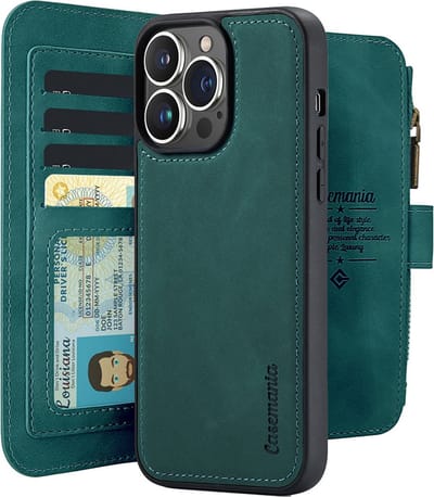 CaseMania Bookcase hoesje geschikt voor Apple iPhone 15 Pro - Effen Groen - Kunstleer - Portemonnee met 14 Vakjes voor Pasjes en Ritsvak