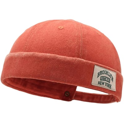 Chapeau Melon en Denim Lavé Mode Couleur Unie Bonnet Dôme Sans Visière Casquette Docker Hip Hop Printemps Été