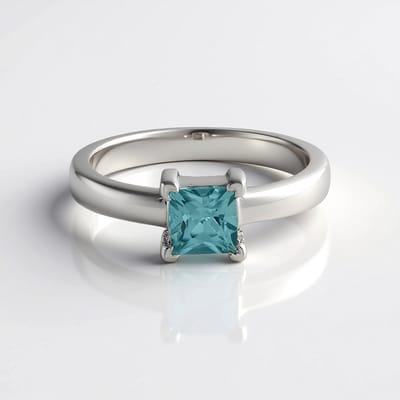 Cavill - 925 Sterling Zilveren Ring - 0,947 Ct Ratanakiri Zirkon Princess Geslepen - Turquoise Blauwe Edelsteen - Elegante, Moderne Damesring