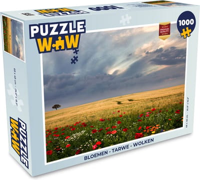 Puzzel Bloemen - Tarwe - Wolken - Legpuzzel - Puzzel 1000 stukjes volwassenen